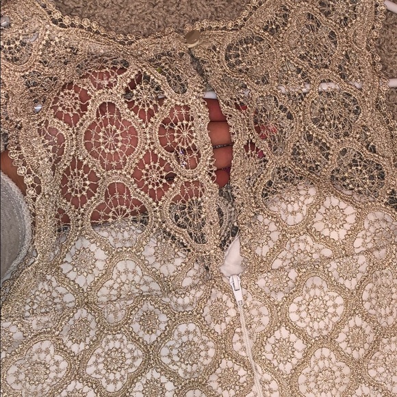 Two piece white and gold/tan dress - Picture 5 of 6